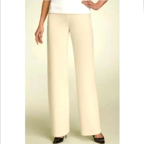 NWOT St.John Collection Ivory White Santana Knit Straight Leg Pants, size L - Picture 6 of 6